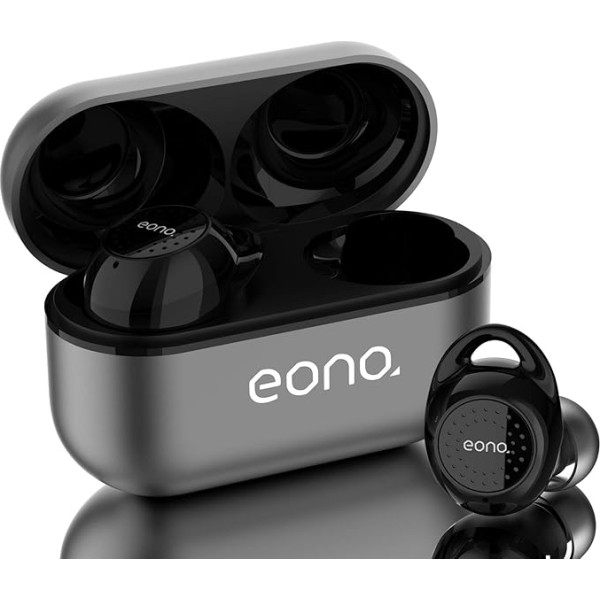 Eono bezvadu Bluetooth austiņas Eonobuds3 Bezvadu sporta austiņas In-Ear austiņas ar ausu āķiem, tīra skaņa, IPX7 ūdensizturība, skārienvadība, USB-C uzlāde (pelēkas)