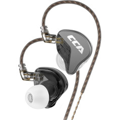 CCA CRA in Ear Monitor 10 mm diafragma ar 2 kontaktu noņemamu kabeļa dizainu, tīra skaņa un dziļi basi, vadu auss auss auss auss auss auss auss auss auss auss auss auss auss ar 3,5 mm ligzdu (melns, bez mikrofona)