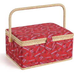 NOTIONSLAND Ziemassvētku šūšanas grozi ar atbilstošu rāvējslēdzēja somu, liela šūšanas kaste amatniecībai, PVC rokturis 12,1 x 8,8 x 5,9 collas - Ziemassvētku auduma dizains