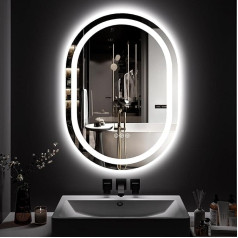 ChillCruiser 600x800mm ovāls LED vannas istabas spogulis pie sienas, uzstādāms bez pakāpeniskas aptumšošanas 3 krāsu temperatūras pret miglošanos horizontāla/vertikāla uzstādīšana
