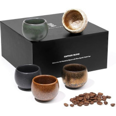 Captain Blues Espresso tasīšu komplekts - 5 gabali - 5 x 50ml - porcelāna Espresso tasīšu komplekts - bez rokturiem - var mazgāt trauku mazgājamā mašīnā - Espresso tasīšu krūzītes - Mocha tasīšu komplekts
