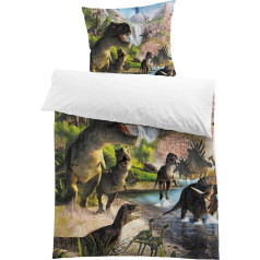 MUSOLEI Dinozauru gultas veļa 135 x 200 cm Bērnu Jurasas pasaules dinozauru gultas veļa Zēni pusaudži Bērnu gultas veļa Mikrošķiedras 3D apdruka Segas pārvalks un 1 spilvendrāna 80 x 80 cm Dāvana