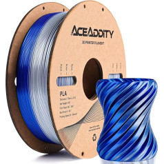 Aceaddity Silk Magic PLA 3D printera filaments, divu toņu koekstrūzija, 1,75 mm, 3D drukāšanas PLA filaments, spīdīgs zīdains, koekstrudēts PLA, izmēru precizitāte +/- 0,03 mm, 1 kg (sudraba-tumši zils)