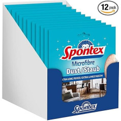 Spontex 12 x 1 mikrošķiedras putekļu lupatiņa, mīksta mikrošķiedras lupatiņa ar īpaši garām šķiedrām, daudzkārt lietojama, bēša krāsā