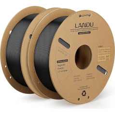 LANDU PETG PETG 3D printera pavediens melns 1,75 mm 2 kg PETG pavediens, 2 iepakojumi 1 kg kartona spole (2,2 lbs) 3D drukāšanas materiāli Uzlabota cietība Dimensiju precizitāte +/-0,02 mm