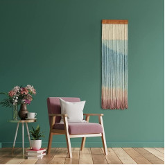 LE'MOO Makrame sienas piekaramais, Boho sienas dekors, viesistabas apdare, estētisks gobelēns, moderns gobelēns, sienas dekors, dip dye makrame, Boho dekors, 30 x 100 cm, krāsains, iepakojums