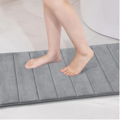 MIULEE Memory Foam vannas paklājs, vannasistabas paklājs, ūdens absorbējošs vannas paklājs, dušas paklājs, neslīdošs, mazgājams vannas istabai, 45 x 120 cm, gaiši pelēks