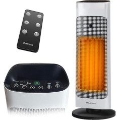 Keramiskais ventilatora sildītājs ar tālvadības pulti un 7 karstuma iestatījumiem Pro Breeze - elektriskais ventilatora sildītājs 2000 W ar aizsardzību pret pārkaršanu un 24 stundu taimeri - enerģiju taupošs ECO režīms un klusa darbība, 80