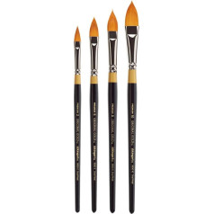 KINGART B-100 Premium 4 Pieces Original Gold 9930 Series Oval Floral Petal Brush Set, Synthetic Golden Taklon for Acrylic, Oil, Watercolour Paint, Short Handle, 4 Brush Sizes: 2, 6, 8, 10