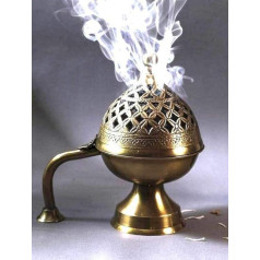 Buyerwell Brass Antique Dhuna Charcoal Burner Bakhoor Fumer Dhooni Dhoop Dani Dhuni, Incense Holder Dhuna for Home Office Gift Item Aroma Diffuser