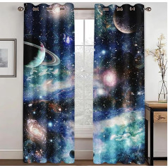 KARPIX Universe Planet Window Curtain, kosminės žvaigždėtos skaidrios užuolaidos su kilpomis, nepermatomos užuolaidos vaikams ir paaugliams, 2 skydai (10.150 x 166 cm (2 x 75 x 166 cm))