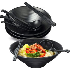 Lanbent japāņu Ramen bļodu komplekts, ietilpība 1000 ml, Premium neslīdošs zupas trauks ar karoti un nūjiņām, daudzfunkcionāls graudaugu trauks makaroniem, augļiem, makaroniem, makaroniem, makaroniem, makaroniem, makaroniem, makaroniem, makaron