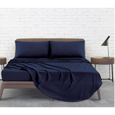 Lina Home Navy Blue Double Duvet Cover Set 4 gabali Viegli kopjams matēts mikrošķiedras pārklājs Double Size Super mīksta gultas veļa un spilvendrānas (Double, Navy)