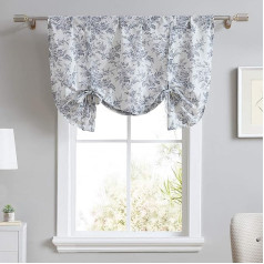 Laura Ashley Home - kokvilnas lambrekens, stilīgs un viegls logu rotājums mājas dekorēšanai (Annalise Floral Grey, 127 x 63,5 cm)