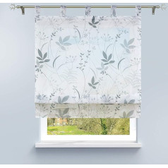 HongYa romiešu žalūzijas Voile Tab-Top Roller Blind Caurspīdīgs romiešu aizkars ar cilpām Virtuves aizkars Mazs logs H/W 140/80 cm Leaf Pattern