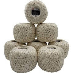 YarnArt Lily 8 x 50 g dzijas 100% merserizēta kokvilna, 400 g tamboradatas vienkārtas (gaiši krēmkrāsas 6282)