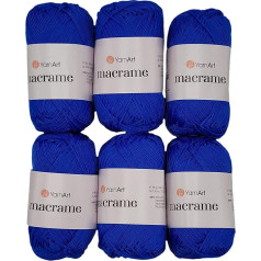 540 g Ilkadim Eksporta makrame poliestera dzija, 6 x 90 g, kopējais garums 780 m, tamborēšanas dzija, makrame auklas dzija (Royal Blue 139)