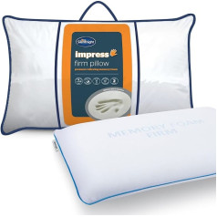 Silentnight Impress Deluxe Memory Foam spilvens, stingrs, poliesteris, balts, 70 x 39 cm