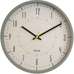 FISURA Oriģināls sienas pulkstenis pelēks Moderns virtuves pulkstenis pelēks dzeltens 30 cm diametrs ABS un stikls 1 x AA baterija