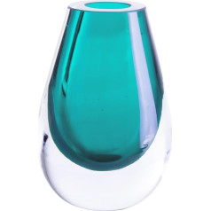 Cloudnola Teardrop Glass Flower Vase Turquoise 4.3 x 6 Inch Thick Hand Blown Glass for Home Wedding Gift Events