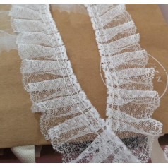 YASECO mežģīnes 1 metrs 5 cm plats kroku Dot Lace Mesh izšūšanas lenta šūšanas Guipure materiāli amatniecības rotājumi apģērbu dekorēšanai (izmērs : 1Yard, krāsa : 5CM_White)