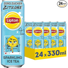 LIPTON ICE TEA x Twenty4Tim Sparkling Lemon Zero, gāzēta ledus tēja ar citrona aromātu, bez cukura, vienreizlietojamās bundžas (24 x 0,33 l) (iepakojuma dizains var atšķirties)