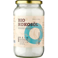 Organic Coconut Oil CocoNativo - 1000 ml (1L) - Organic Coconut Fat, Coconut Oil, Premium, Native, Cold Pressed, Raw Food Quality, Pure (1000 ml) - for Cooking, Roasting and Baking, for Hair and Skin