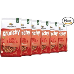 Barnhouse Krunchy Strawberry, bioloģiski auzu krampji no Bavārijas, ar satriecoši gardām zemenēm, 6 x 375 g