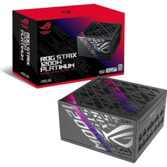 ASUS ROG Strix 1200W Platinum barošanas bloks, 80 Plus Platinum, ATX 3.1, GAN MOSFET, GPU-First Intelligent Voltage Stabilizer, 10 gadu garantija