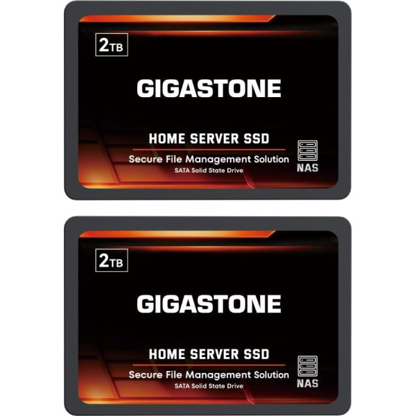 Gigastone Home NAS SSD 2TB (2 gab.) 24/7 izturīgs TLC augstas izturības personīgais serveris mākoņdatu glabāšana RAID 3D NAND 2,5 collu SATA III iekšējie cietvielu cietie diski