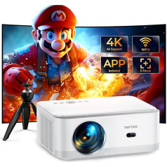 Mājas kinozāles projektors Native 1080P HD atbalsta 4K, video projektors ar Android TV 【Elektriskā fokusēšana un automātiskā trapeces korekcija】WIFI6 Bluetooth, viedais projektors 750 ANSI ar statīvu āra/mobilajām ierīcēm