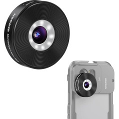 NEEWER 45 x Mini kabatas mikroskopa objektīvs ar 17 mm vītni mobilā tālruņa būrim / mobilā tālruņa korpusam / skavai, 2 spilgtuma LED gaismas, mikroskopiska pasaules novērošana, USB C kabelis, saderīgs ar iPhone