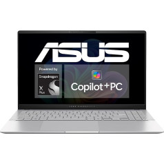 ASUS Vivobook S 15; Copilot+ PC | 15.6 Inch 120Hz/0.2ms OLED Display | Qualcomm Snapdragon X Plus X1P | 16 GB RAM | 512GB SSD | Qualcomm Adreno GPU | Windows 11 | QWERTZ Keyboard | Cool Silver