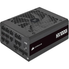 Corsair HX1000i ATX barošanas bloks, pilnībā modulārs, īpaši zema trokšņa līmeņa ATX barošanas bloks, ATX 3.0 un PCIe 5.0 saderīgs, ventilators ar fluiddinamisko gultņu ventilatoru, saderīgs ar Corsair iCUE programmatūru, 80 PLUS
