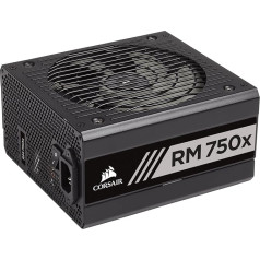 Corsair RM750x 80 PLUS Gold, 750 W pilnībā modulārs ATX barošanas bloks - melns