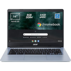 Acer Chromebook 314 CB314-1H-P6K9 Piezīmjdators, portatīvais dators ar procesoru Intel Pentium Silver N5030, RAM 8 GB DDR4, eMMC 64 GB, 14 collu Full HD LED LCD displejs, Intel UHD grafiskais adapteris, Chrome OS,