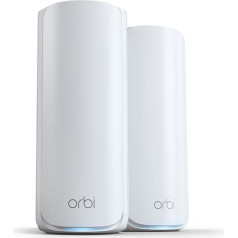 NETGEAR Orbi 770 sērijas četru joslu WiFi 7 Mesh tīkla sistēma (RBE772) Maršrutētājs ar 1 satelīta retranslatora pārklājumu līdz 360 m², 100 ierīcēm, 2,5 Giga interneta pieslēgums (līdz 11 Gbps)