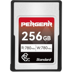 Pergear 256GB CFexpress A tipa atmiņas karte, līdz 780MB/s lasīšanas ātrums un 780MB/s rakstīšanas ātrums 4K 120P, 8K 30P ierakstīšanai (standarta sērija), saderīga ar Sony Alpha un FX kamerām