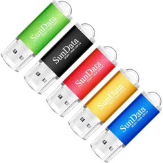 SunData USB zibatmiņas karte 32 GB USB 2.0 zibatmiņas atmiņas karte - 4 dažādu krāsu iepakojumā: Melna, zila, sarkana un zelta 16 gb.