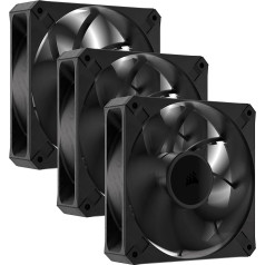 Corsair RS120 MAX 120mm PWM 120 mm biezs ventilators - augsts statiskais spiediens - šķidro kristālu polimēra konstrukcija - trīs paketes - melns