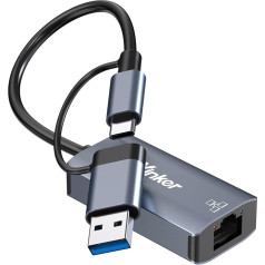 USB C/3.0 Ethernet adapteris, Yinker USB LAN adapteris no USB 3.0 uz RJ45 Gigabit Ethernet 1000Mbps High Speed Windows XP/MacBook/Linux/Vista utt.