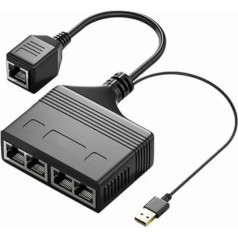 Panlouting 1000 Mbit/s RJ45 Ethernet no 1 līdz 4 pieslēgvietu sadalītāja adapteris, 4 pieslēgvietas vienlaicīgai lietošanai, ātrgaitas interneta LAN ligzdas paplašinājums ar USB barošanas kabeli