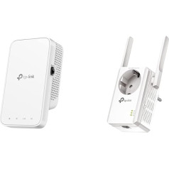 TP-Link RE330 WLAN pastiprinātājs-pastiprinātājs AC1200 (867 MBit/s 5 GHz + 300 MBit/s 2,4 GHz, WLAN pastiprinātājs, lietotņu vadība, signāla stipruma displejs), balts & TL-WA860RE WLAN pastiprinātājs ar ligzdu, balts