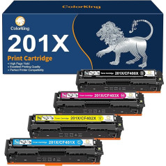 ColorKing 201X saderīgs ar HP 201X 201A CF400X CF400A Multipack toneris priekš HP M277dw Toneris priekš HP M277dw Color Laserjet Pro MFP M252n M252dw M277n M274n M277c6 CF401X CF402X CF403X (melns zils dzeltens, dzeltens, purpursarkans)