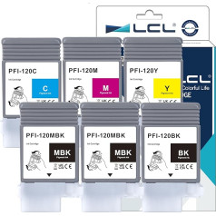 LCL PFI-120 PFI120 130 ml tintes kasetne saderīga ar Canon PFI-120MBK PFI-120BK PFI-120C PFI-120M PFI-120Y saderīga ar Canon ImagePROGRAF TM-200 TM-205 TM-255 TM-300 TM 305 printeri (6 gab.)