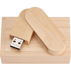 HOZYALE USB zibatmiņas koka USB 2.0 zibatmiņas disks 64 GB datu Stick Memory Stick Rotējošā atmiņas karte ar koka kastīti