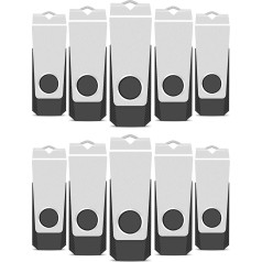 TEWENE USB Stick 2GB 10 Stück Set,USB Speicherstick Flash Drive Memory Stick,High Speed USB 2.0 Schwarz Rotate.