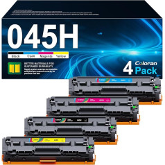 Coloran 045H 045 toneris, kas saderīgs ar Canon CRG-045H toneri MF633cdw i-SENSYS MF635cx MF631cn LBP613cdw LBP611cn MF632cdw MF634cdw MF636cdwt LBP612cd (melns ciāndzeltens, dzeltens, purpursarkans, 4 gab.)