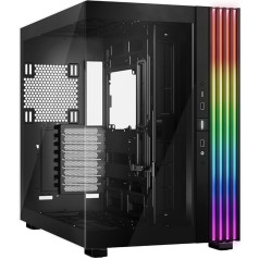 klusēt! Light Base 900 DX Black PC Case, satriecošs panorāmas skats, vitrīna, divu kameru dizains, viendabīga ARGB LED josla, iespējams izmantot apgrieztā un horizontālā stāvoklī, saderīgs ar E-ATX pamatplatēm