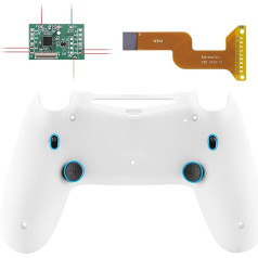 eXtremeRate DAWN2.0 FlashShot Trigger Stop Remap komplekts PS4 CUH-ZCT2 kontrolierim, DIY rezerves korpuss un jaunināšanas plate, 2 aizmugurējās pogas un 2 trigeru bloķēšanas bloķēšanas ierīces PS4 kontrolierim JDM040/050/055 Sniegbalts